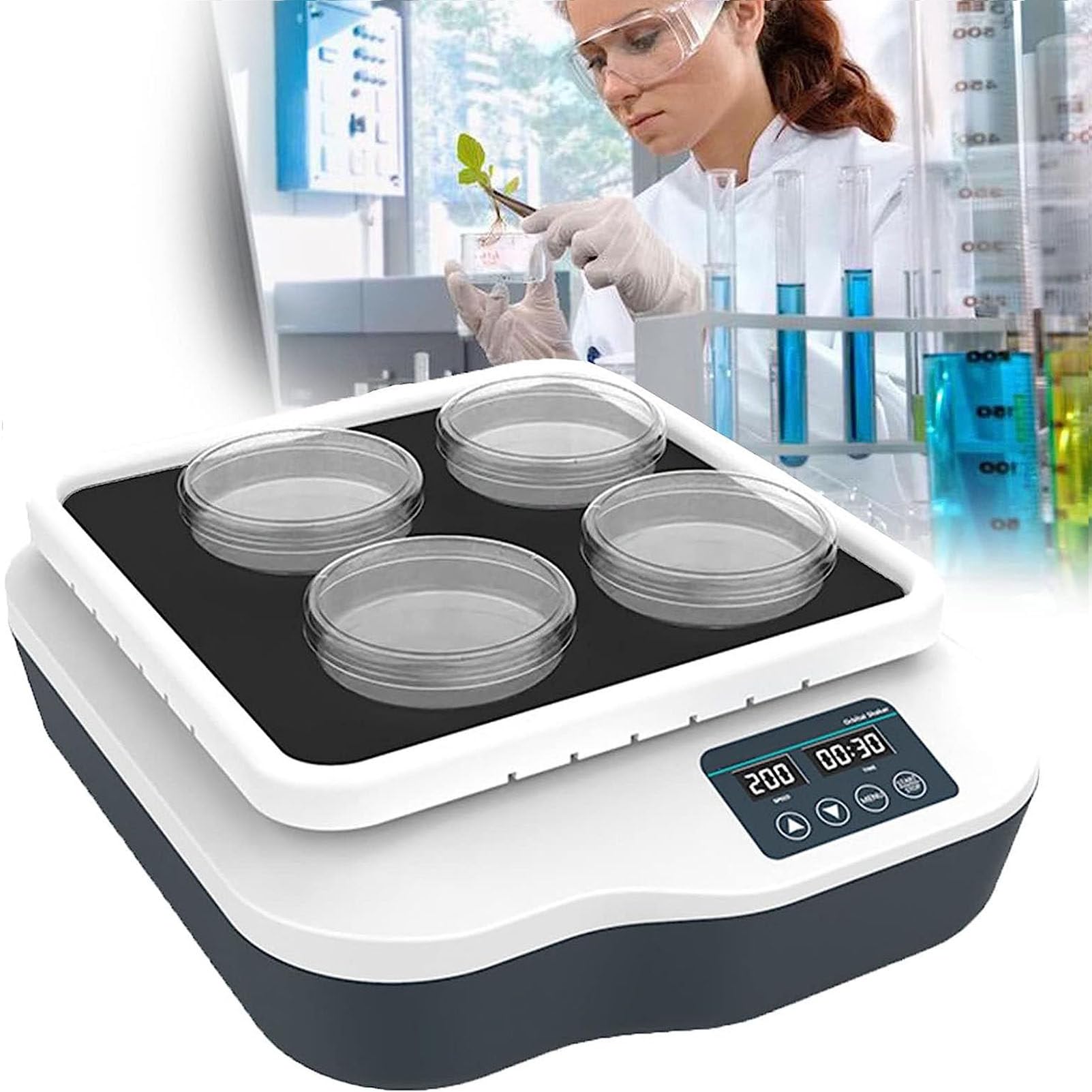 Agitateur Orbital numérique de Laboratoire, Vitesse de Rotation réglable, 40 à 200 TR/Min, Affichage numérique LED, agitateur Rotatif Orbital de Laboratoire avec Mode chronométré (20)