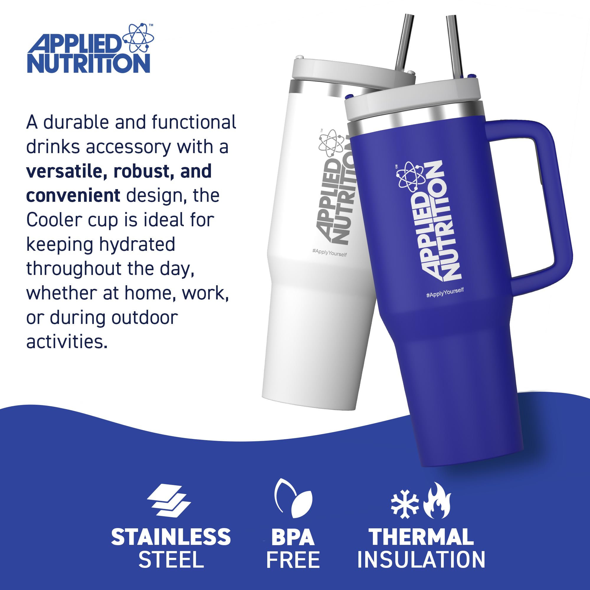 Applied Nutrition Title Cooler Tumbler Cup, High-Efficiency Insulation, Best Beverage Retention, Ultimate Convenience - Image 3