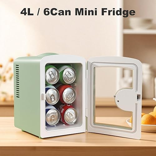Miniatura 3 de Iceblue Mini nevera, pequeño refrigerador con ventana de visión, 4 litros/6 latas, refrigerador pequeño compacto para belleza y bebidas,