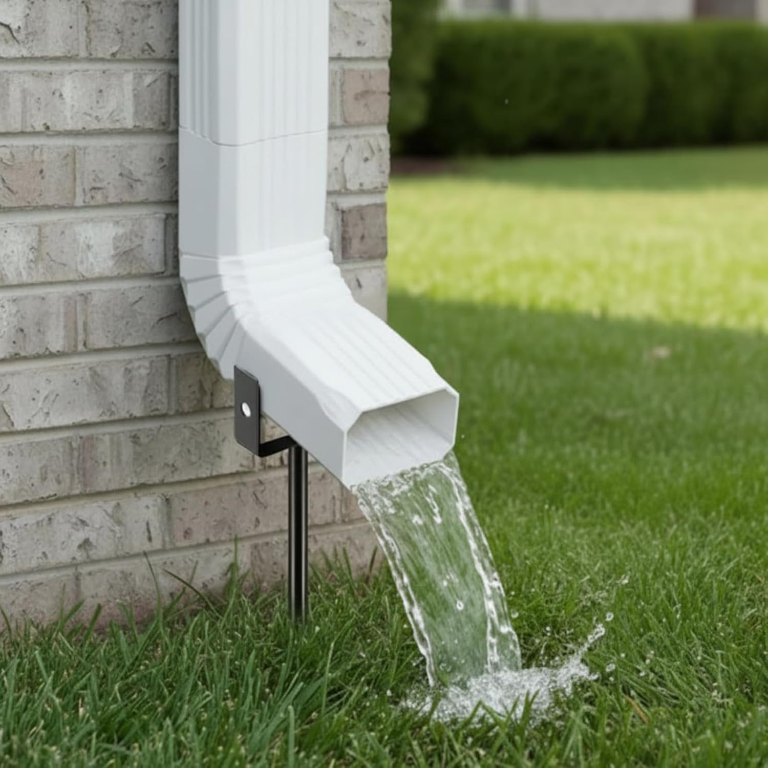 8 Pack Rainwater Downspout Bracket with Strap, Heavy Duty Adjustable Size Downpipe Bracket, Metal Gutter Downspout Holder Stake Stable Support, Easy Install, for Lawn Yard Industrial (Black)