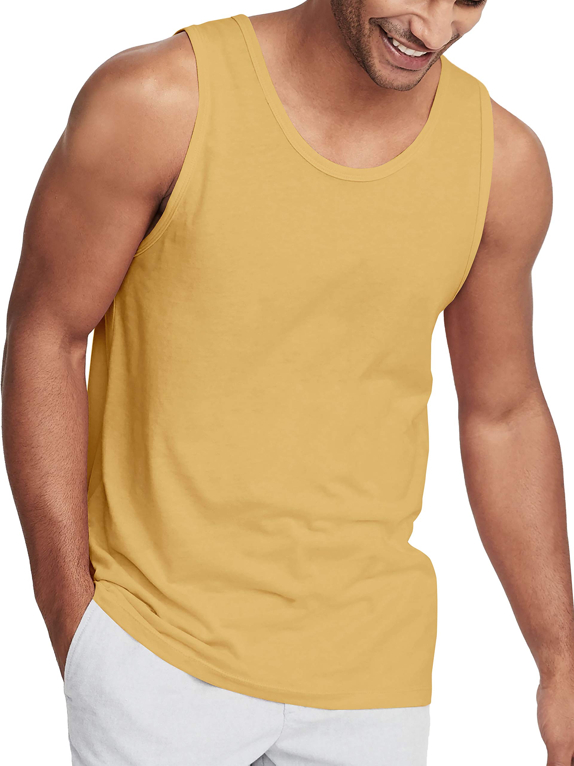Hat and Beyond Camiseta sin mangas para hombre, suave, para boxeo, gimnasio, camiseta lisa