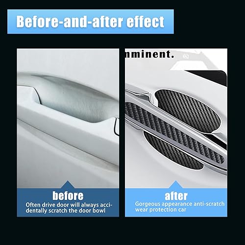 Miniatura 4 de Ajxn 8 calcomanías para superficie de cuenco de puerta de automóvil, 3.34 x 3.42 pulgadas, película especial de fibra de carbono antiarañazos,