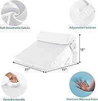 Vista 5 de Bedluxe Juego de 3 almohadas ortopédicas de cuña para cama, almohada de cuña de espuma postcirugía para soporte de espalda, piernas y rodillas