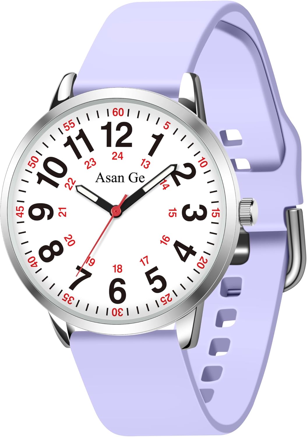 Asan Ge 40MM 3ATM Waterproof Wear Resistant Anti-Scratch Analog Nurse Watch 12/24 Hour Luminouse with Second Hand Military Time Big Face Easy to Read,Soft Breathable Easy to Clean Gift for Women