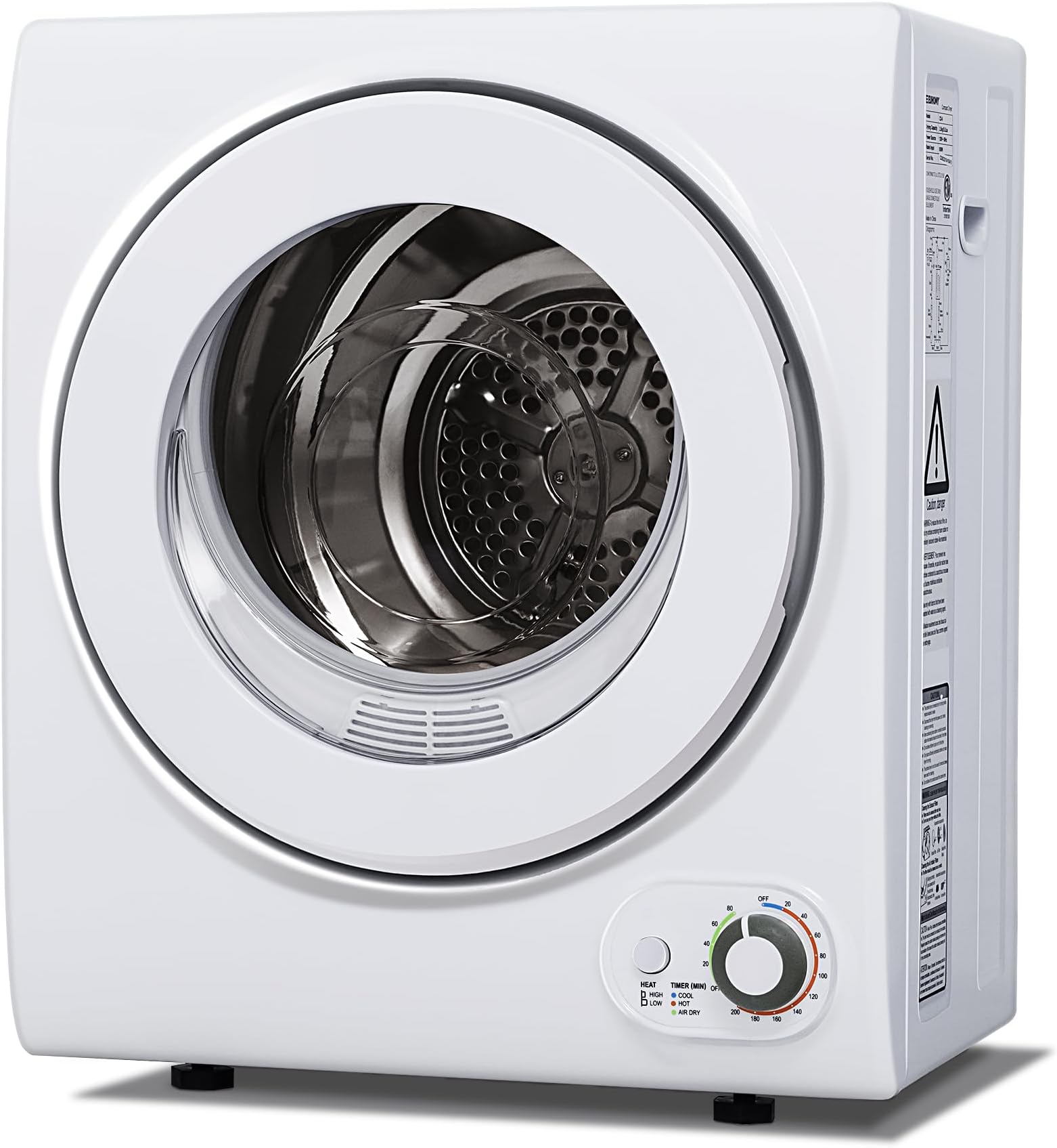 Euhomy Portable Dryer 1.5 cu. ft., 850W Powerful Clothes Dryer with Stainless Steel Drum and Exhaust Hose, Dryer Ideal for Apartments, RVs, Dorm Rooms,White