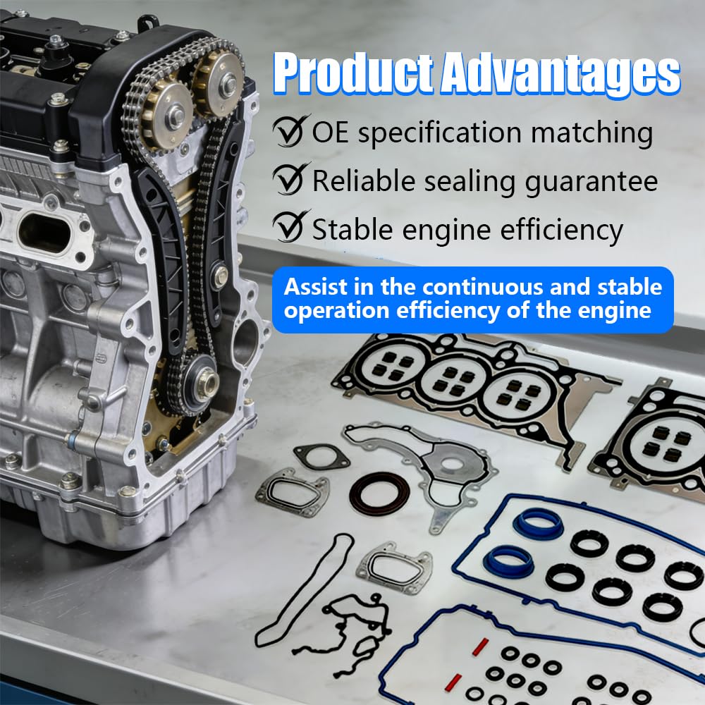 3.6L Head Gasket Set with Head Bolts FIT for 2011-2016 Jeep Grand Cherokee Wrangler, FIT for Dodge Challenger Charger Ram 1500 3.6L, Replace HS26541PT ES72467