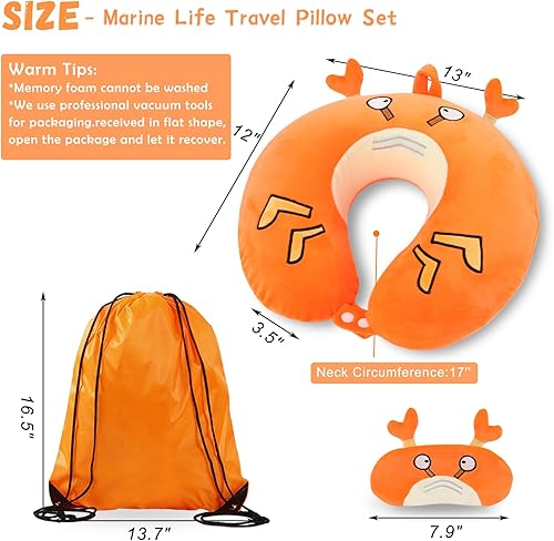 Miniatura 2 de MissSoul Almohada de viaje, almohada de viaje para niños con máscara de ojos para dormir y bolsa de viaje, almohada de cuello suave de espuma