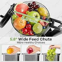 Vista 2 de Cold Press Juicer, 5.8" Wide Feed Chute Juice Extractor Machine with 400W, High Juice Yield, Slow Masticating Juicer for Whole Vegetables & Fruits