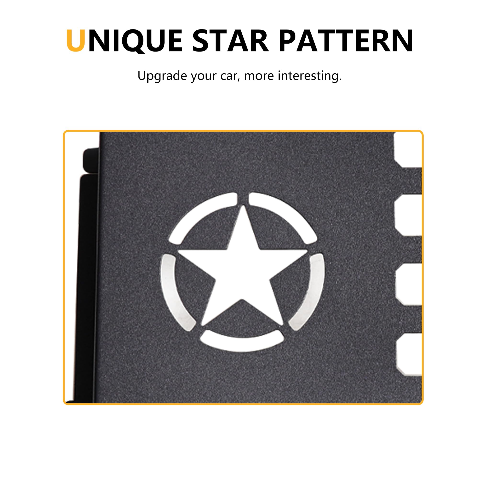 Vordertür-Aufbewahrungstaschen, Organizer-Box für Jeep Wrangler JK JKU Unlimited 2/4-Tür-Einsatz, Aufbewahrungserweiterung, Innenzubehör, 2 Stück, schwarzes Metall mit Stern