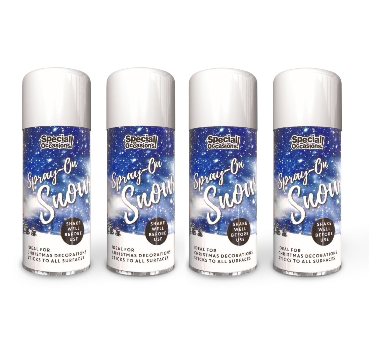 Qlv White Artificial Snow Spray For Christmas Decorations - 4 Pack Of 200Ml Fake Snow Spray For Christmas Tree Decorations And Wreath Making - Festive Xmas Window Artificial Snow For Crafts