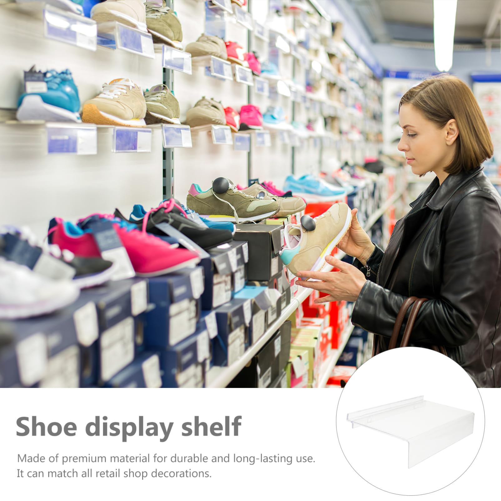 Luxshiny Scaffale per Scarpe da Muro in Plastica 5 Pezzi Etichette, Espositore per Scarpe Facile da Installare per Negozi e Vetrine