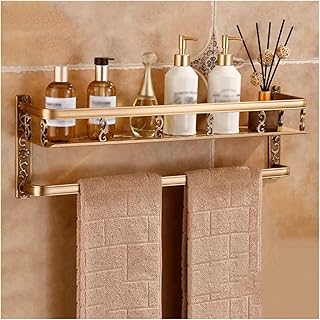 Bathroom Floating Shelves Household Bathroom Storage Rack Metal Wall Storage Rack Metal Storage Rack with Towel Rack Cosmetics and Toiletries Storage Rack With No Need to Drill Holes on the Wall Comma