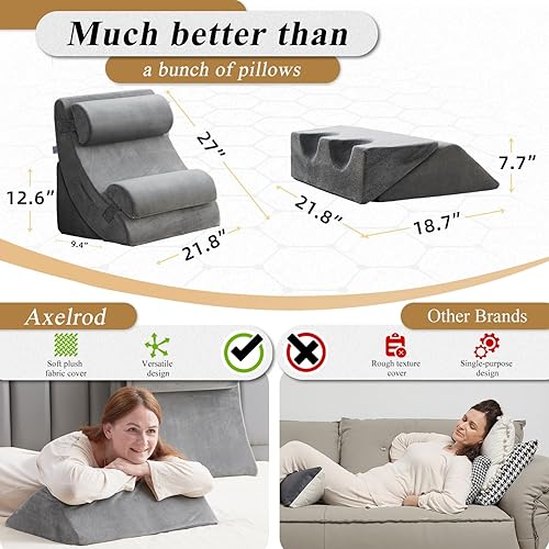Miniatura 2 de Axelrod Juego de 6 almohadas ortopédicas de cuña para cama, espuma poscirugía para aliviar el dolor de espalda, cuello y piernas, almohadas cómodas