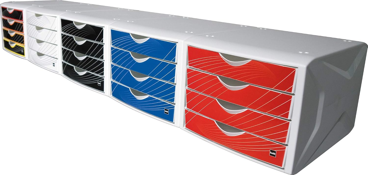 helit H6129534 Drawer Box – 'The Chameleon, 4 Drawers – White/Blue
