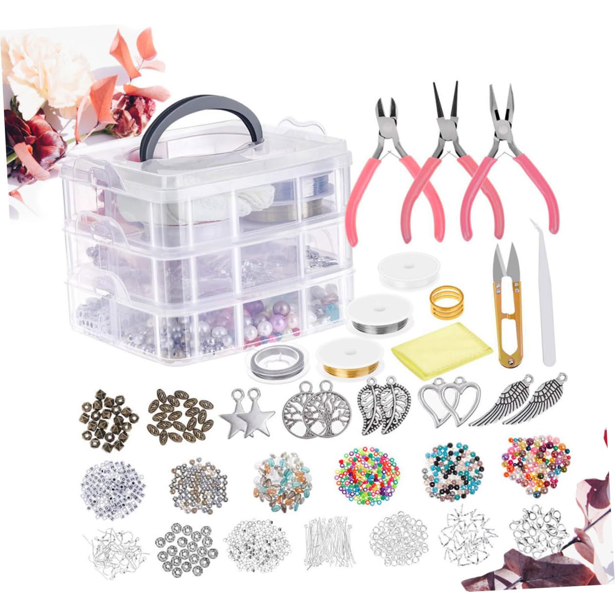 Hohopeti Kit de Fabrication de Bijoux DIY 1186 Pièces, Trois Couches