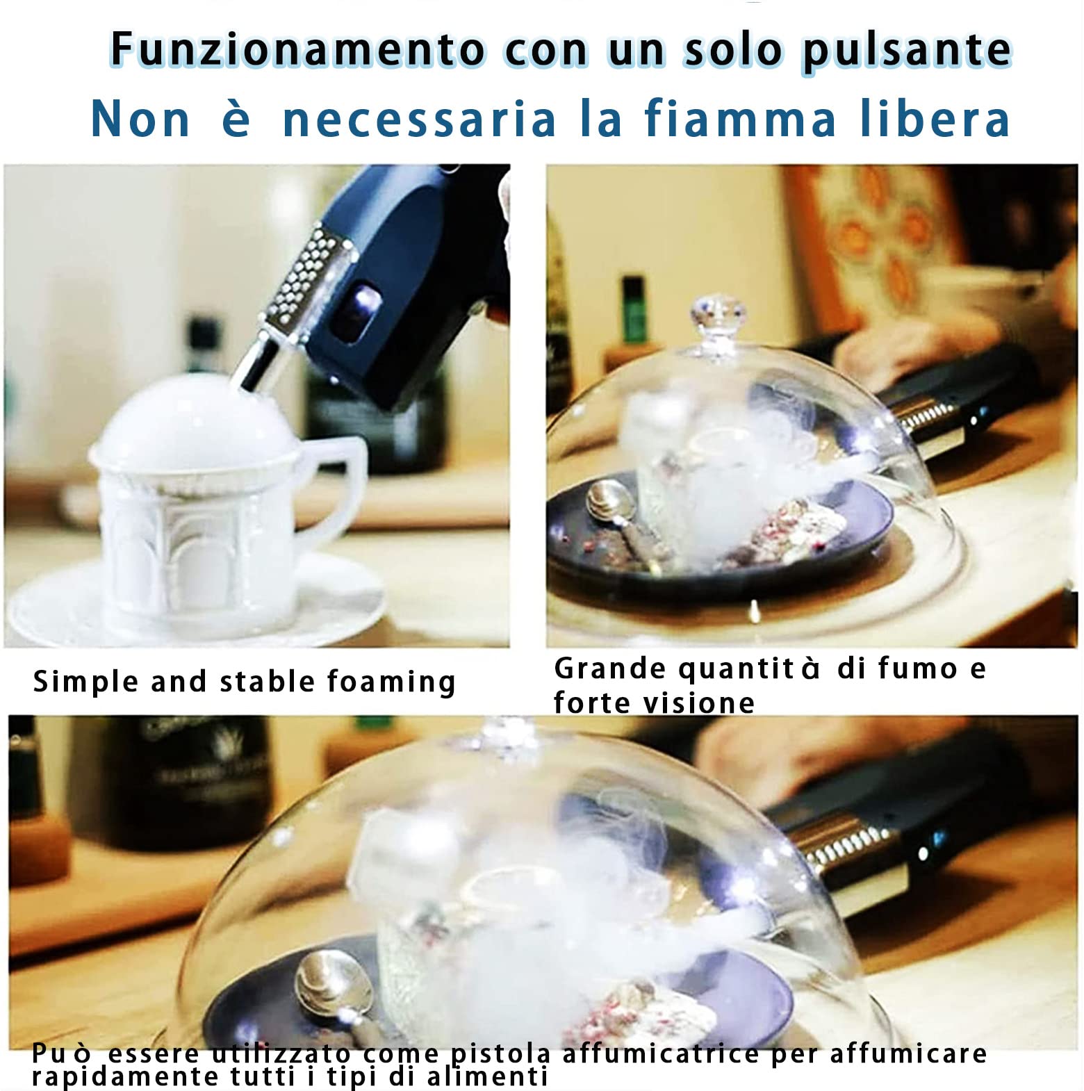 affumicatore cocktail pistola cocktail bolle di fumo pistola handheld food smoking Cavo di Ricarica USB con 5 essenze da 10 ml,Strumento Generatore di Fumo di qualità come barbecue, picnic