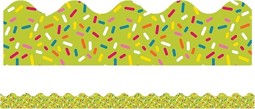 School Pop Lime Sprinkles Scalloped Borders