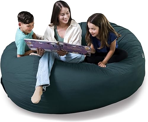 Miniatura 81 de Big Joe Fuf Silla Puf de Espuma de 5 Pies de Tamaño Extra Grande con Funda Extraíble para Niños, Adolescentes, Adultos, Onyx Lenox, Poliéster Tejido