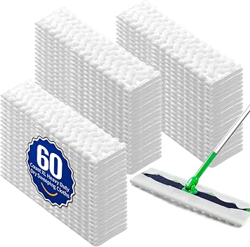 60 Count XL Pet Dry Sweeping Cloth Refills for Swiffer Sweeper XL Mop, Unscented Heavy Duty Dry Pads Refills for Multi-Surface Floor Cleaning