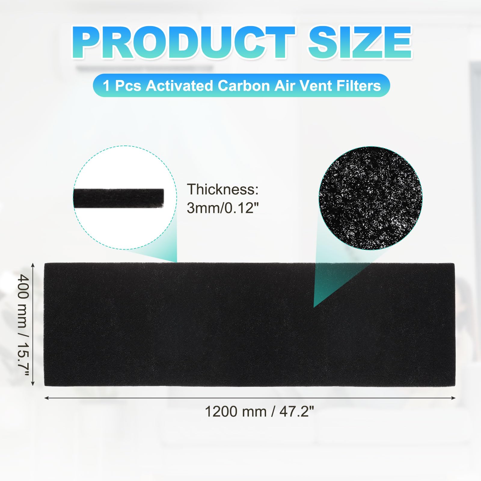 Filtros de ventilación de carbón activado de 47.2 x 15.7 x 0.12