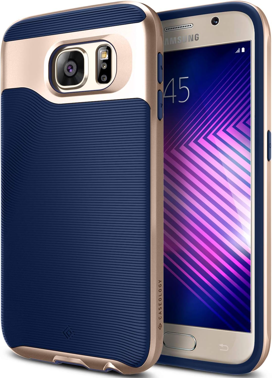 Caseology Wavelength for Galaxy S6 Case (2015) - Stylish Grip Design - Navy Blue