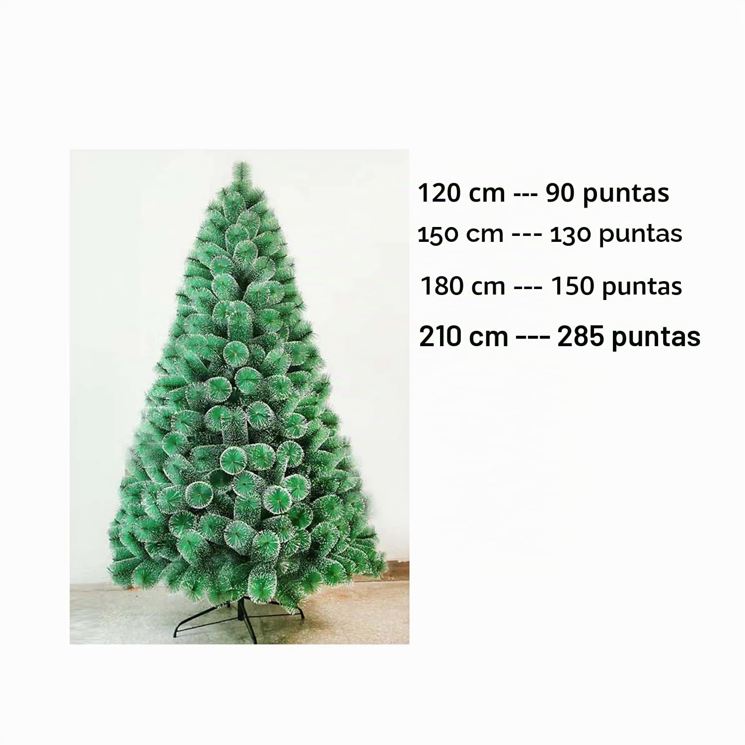 PLUS HOME Árbol de Navidad nevado con Base Soporte metálica tamaño210Cm(285Puntas) Pino con Nieve Blanco