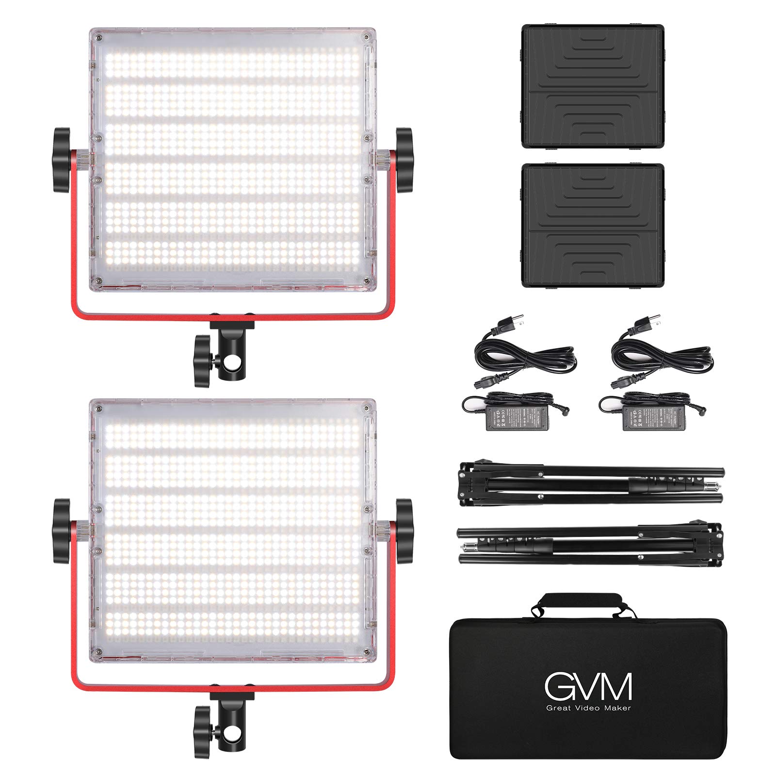 GVM 1200D RGB Videoleuchte Panel mit Lichtstativ, 2er Pack 50W LED Studiolicht Fotografie Licht mit Softbox für Foto Studio YouTube Video Film Streaming 3200K-5600K 22000Lux/0,5m CRI97+ APP Steuerung