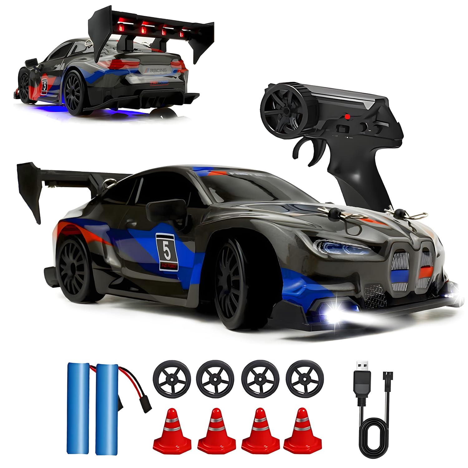 HTURCCOP RC Drift Car 2 4GHz 1 24 Scale 4WD 25KM H High Speed Model Vehicle with LED