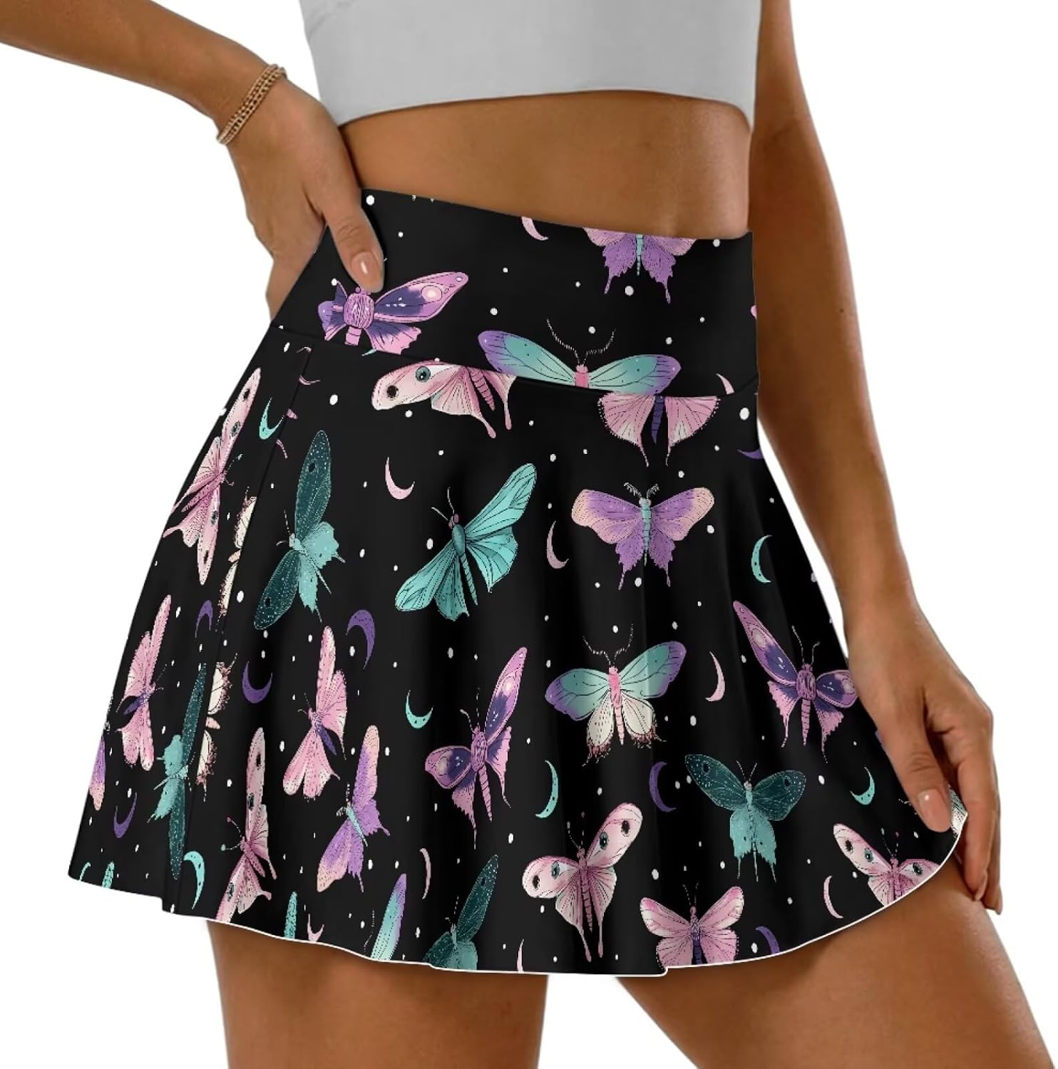 High Waisted Breathable Skort for Women, Pockets Built-in Shorts, Stretchy Lightweight for Workout Casual Commuter