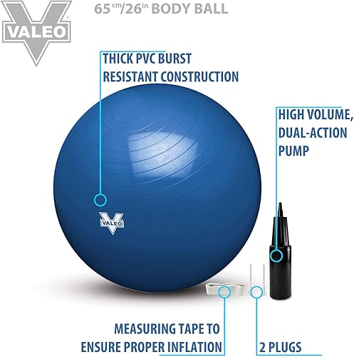 Miniatura 2 de Valeo Pelota corporal de ejercicio  Grado profesional anti-estallido, pelota de equilibrio para pilates, yoga, entrenamiento de estabilidad y