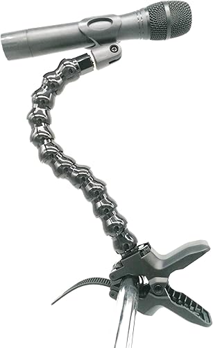 Miniatura 3 de Soporte de abrazadera para micrófono de mesa con soporte de extensión de cuello de cisne de 58 pulgadas y 27 hilos para micrófonos, funciona para