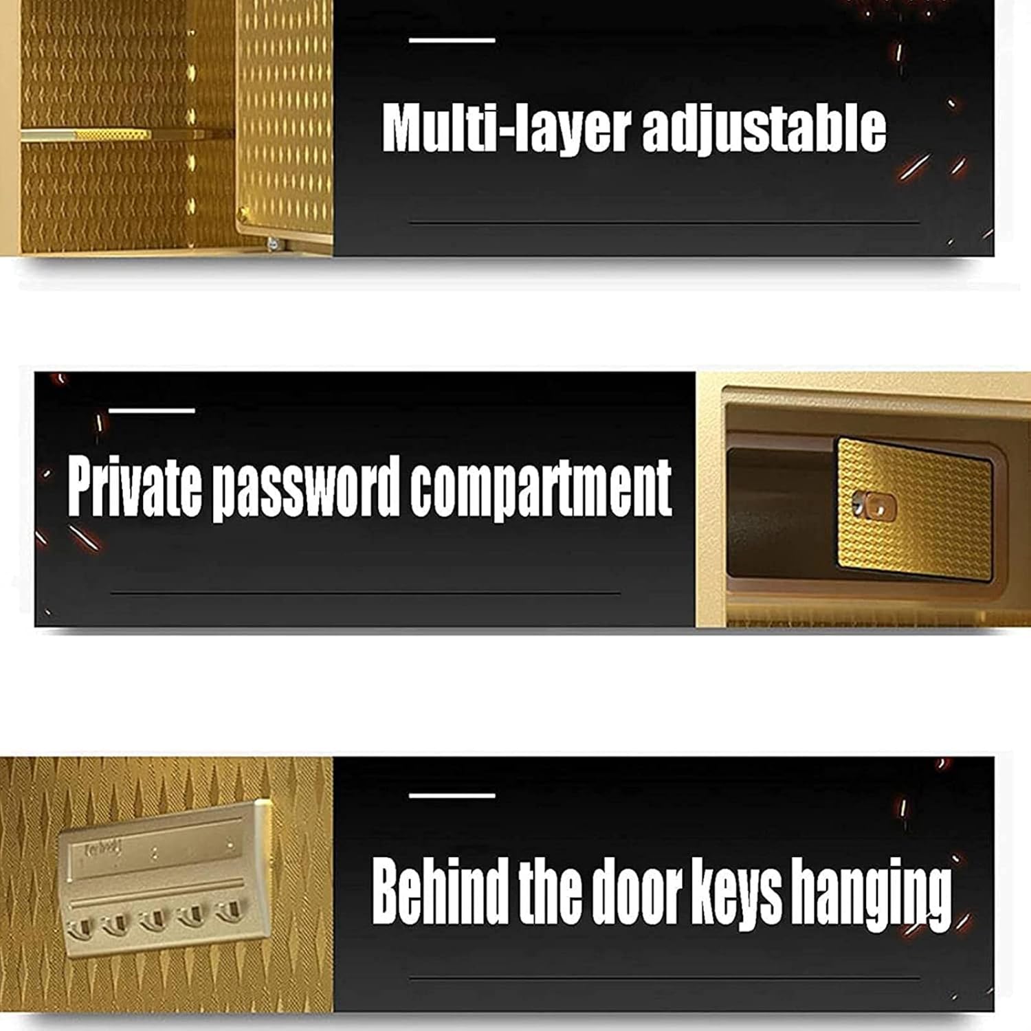 Image showing the anti-theft key and mechanical password dial on the safe door
