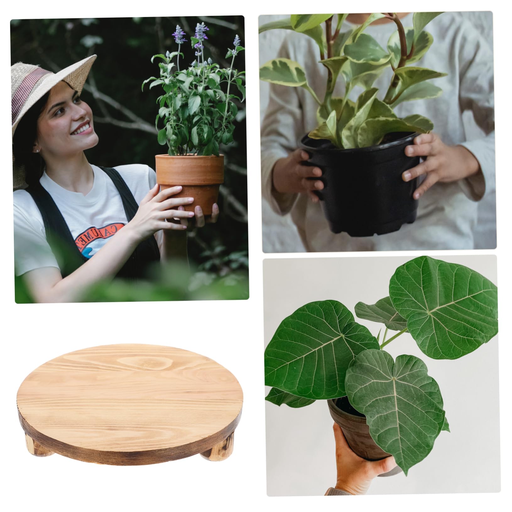 TOYANDONA Soporte de Madera Redondo Fácil Instalación y Reutilizable para Macetas Base Estable Adecuado para Plantas en Maceta Salón o Escritorio