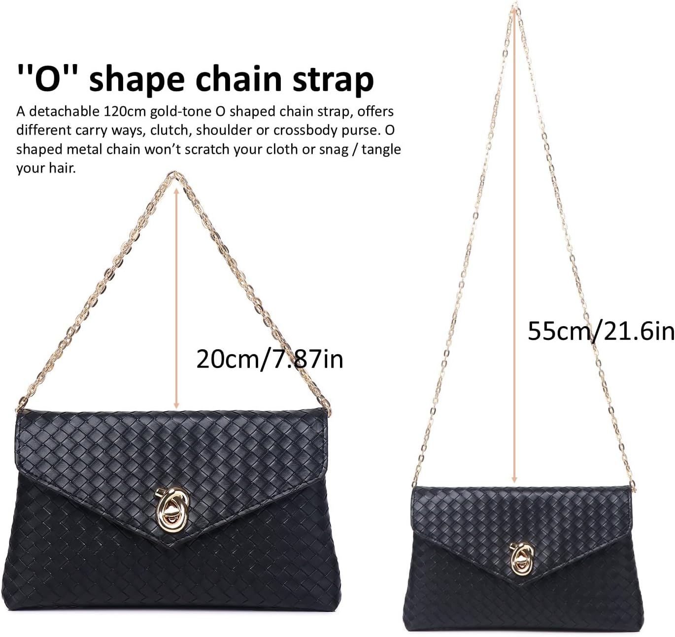 Woven Clutch Purses for Women PU Leather/Straw Women Evening Bag Stylish Handbag Shoulder Bag for Wedding Party Prom - Image 6