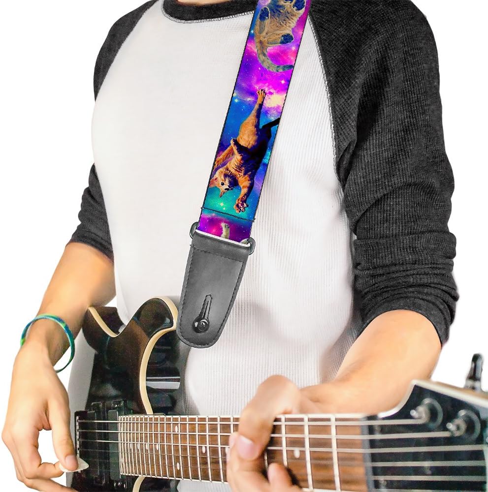 Guitar Strap Cats In Space Pinks Blues 2 Inches Wide