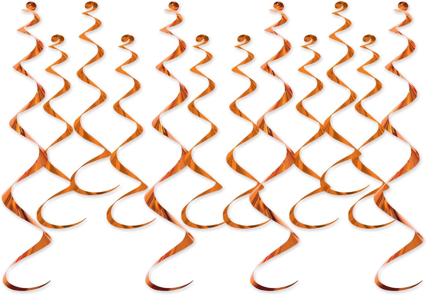 Beistle Metallic Decorations Party Favors, Orange Metallic Hanging Whirls 17.5 Inch to 25 Inch, Pack 72