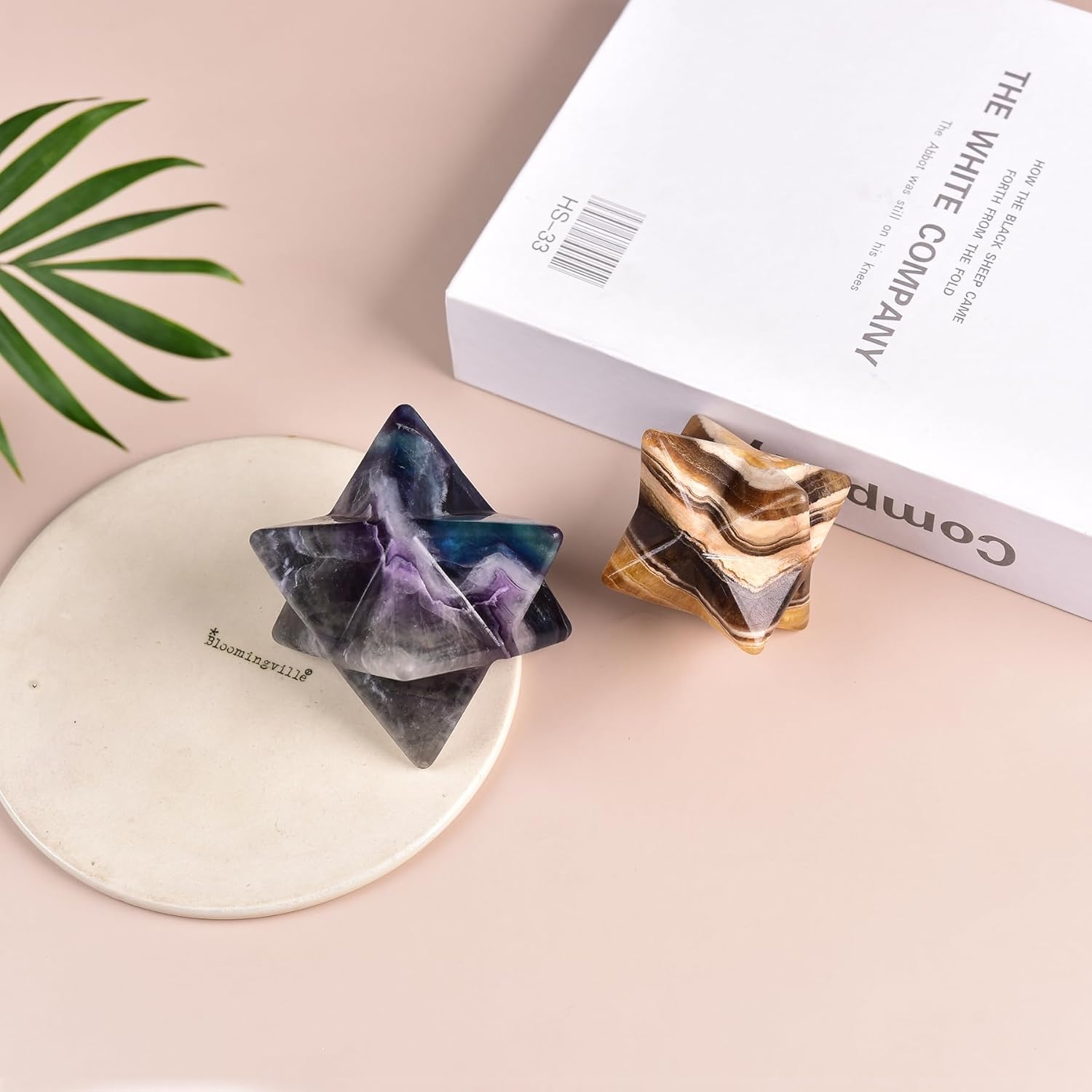 JIC Gem Large Merkaba Healing Crystal Natural Colourful Fluorite Merkaba Crystal Grid Home Decor Spiritual Gifts Reiki 3D Star Dodecahedron (10-11cm)
