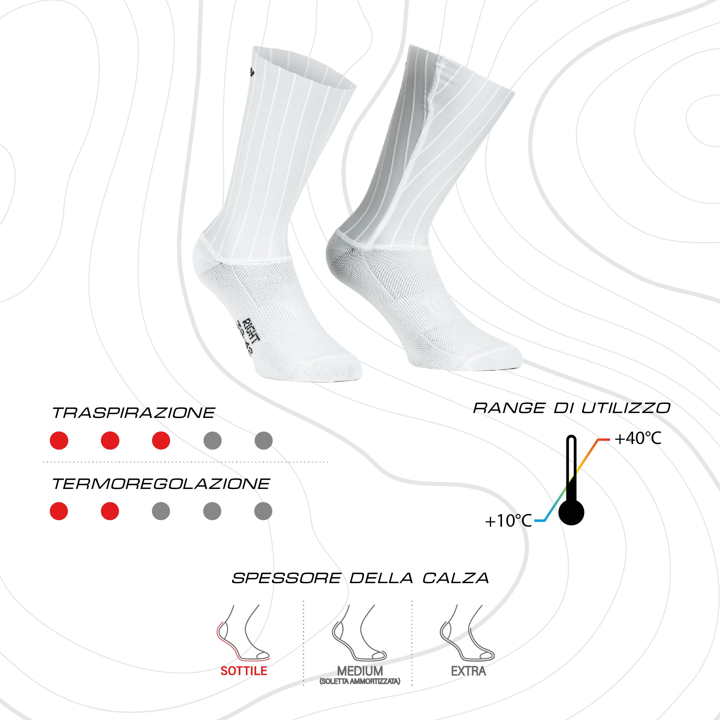 Calza Crono 7, 1 Paio, Calza Tecnica Aerodinamica, Calza Ciclismo, Costine per Minima Resistenza all'Aria