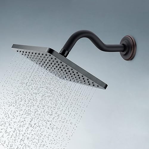 Miniatura 3 de Brazo de ducha curvado en forma de S de 8 pulgadas con brida de acero inoxidable, brazo de tubo de repuesto de extensión, bronce aceitado