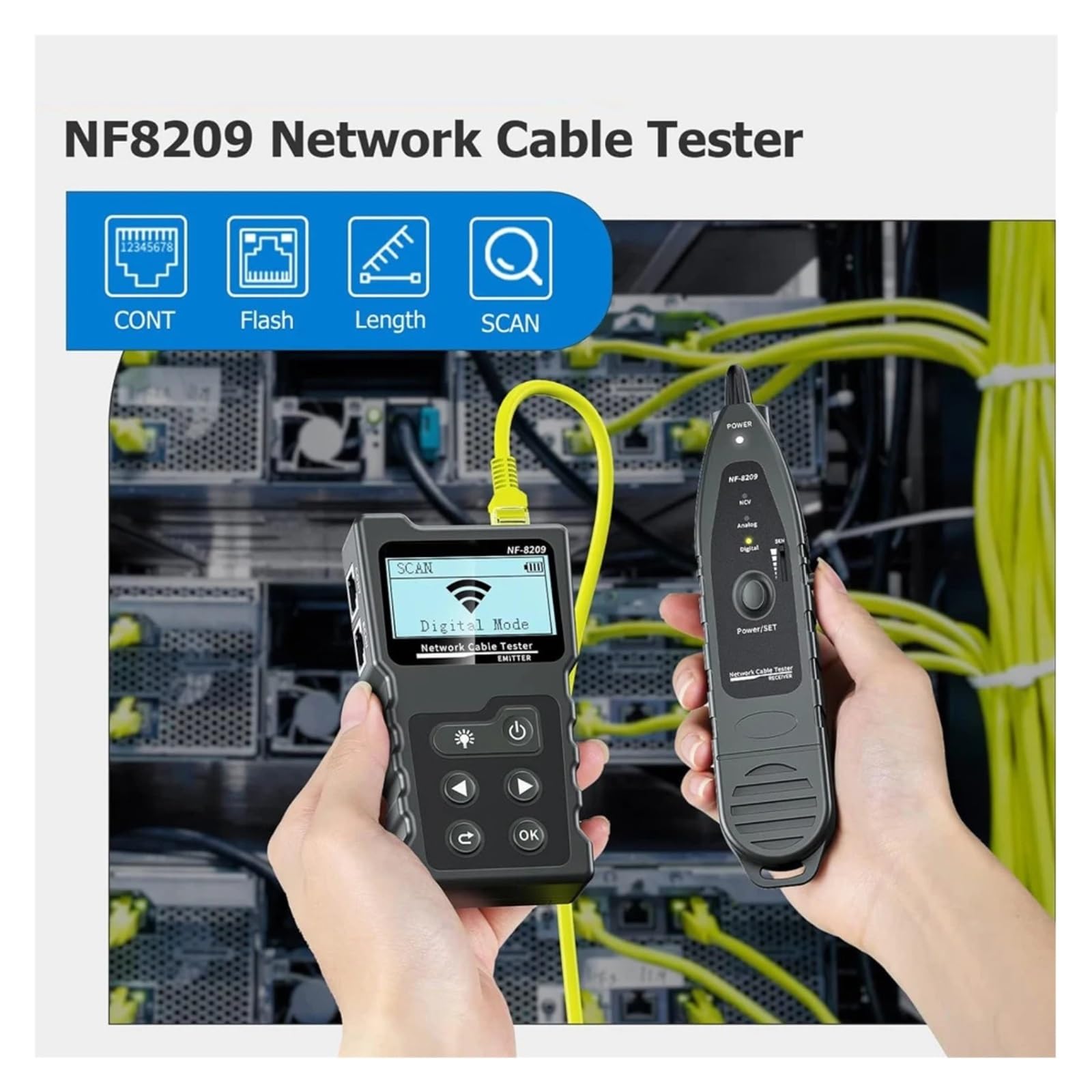 Netzwerkkabeltester Ethernet-Kabel-Tracker Checker LCD-Display Länge Messen Wiremap-Tester Netzwerk-Tools Leicht Und Tragbar