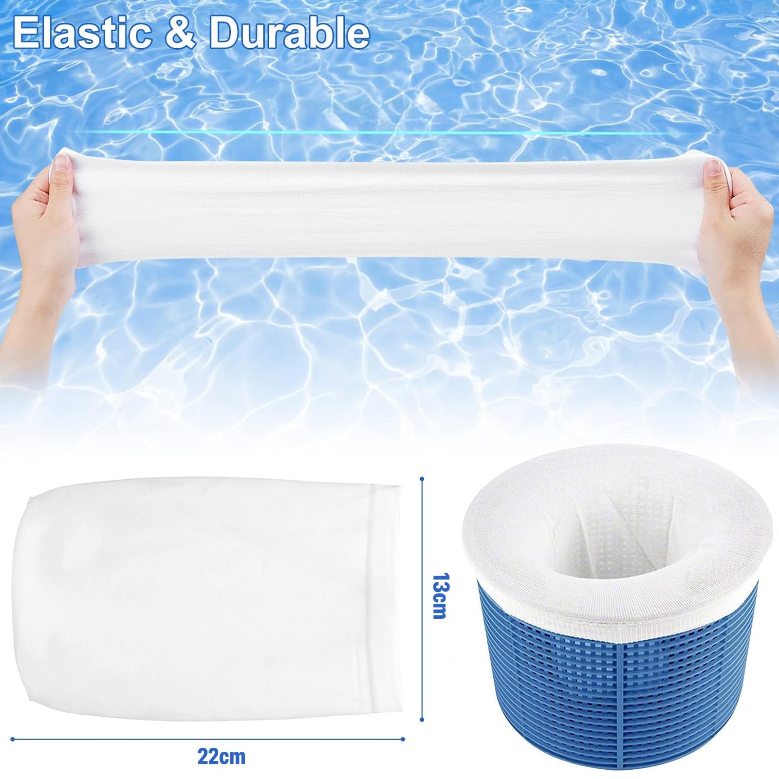 Coopache Lot De 60 Chaussettes De Skimmer Piscine En Nylon - Protection Efficace Pour Panier D'Écumeur, Filtration Feuilles Et Débris