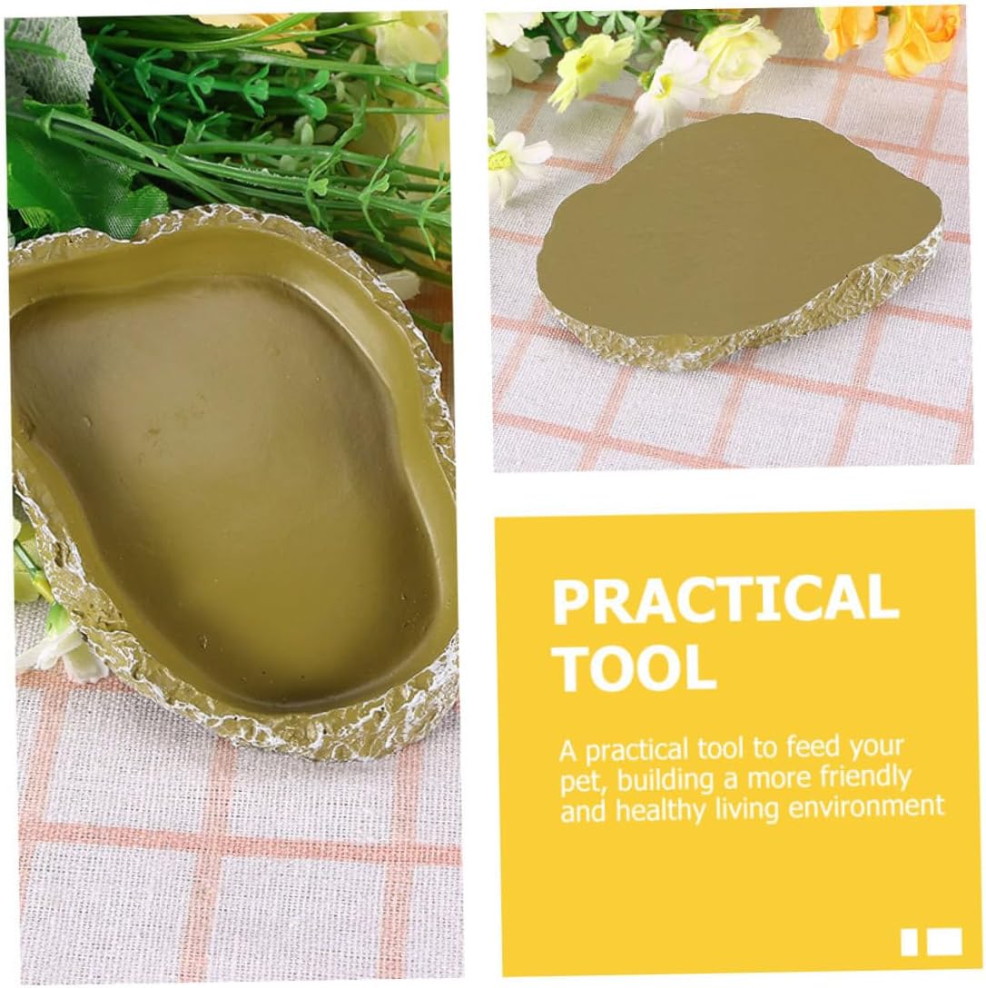 Gadpiparty 3pcs Reptile Food Dish and Water Bowl Set, Resin Terrarium Feeder for Tortoise, Gecko, Hermit Crab, Turtle, and Lizard Pet Feeding Basins