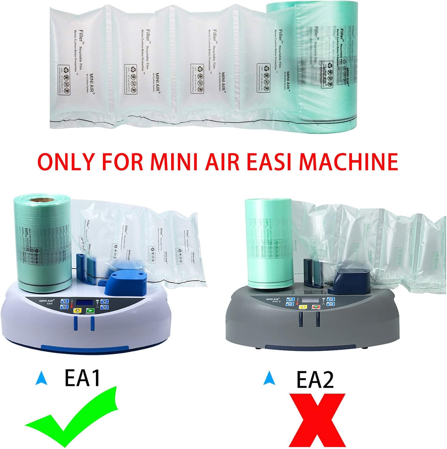 MINI AIR EASI Air Pillows for Shipping, Packaging Air Bags for Mini Air Easi EA1 White Machine, 8"X4" 918FT Inflatable Supplies Box Filler, Air Cushion Film, 4 Roll