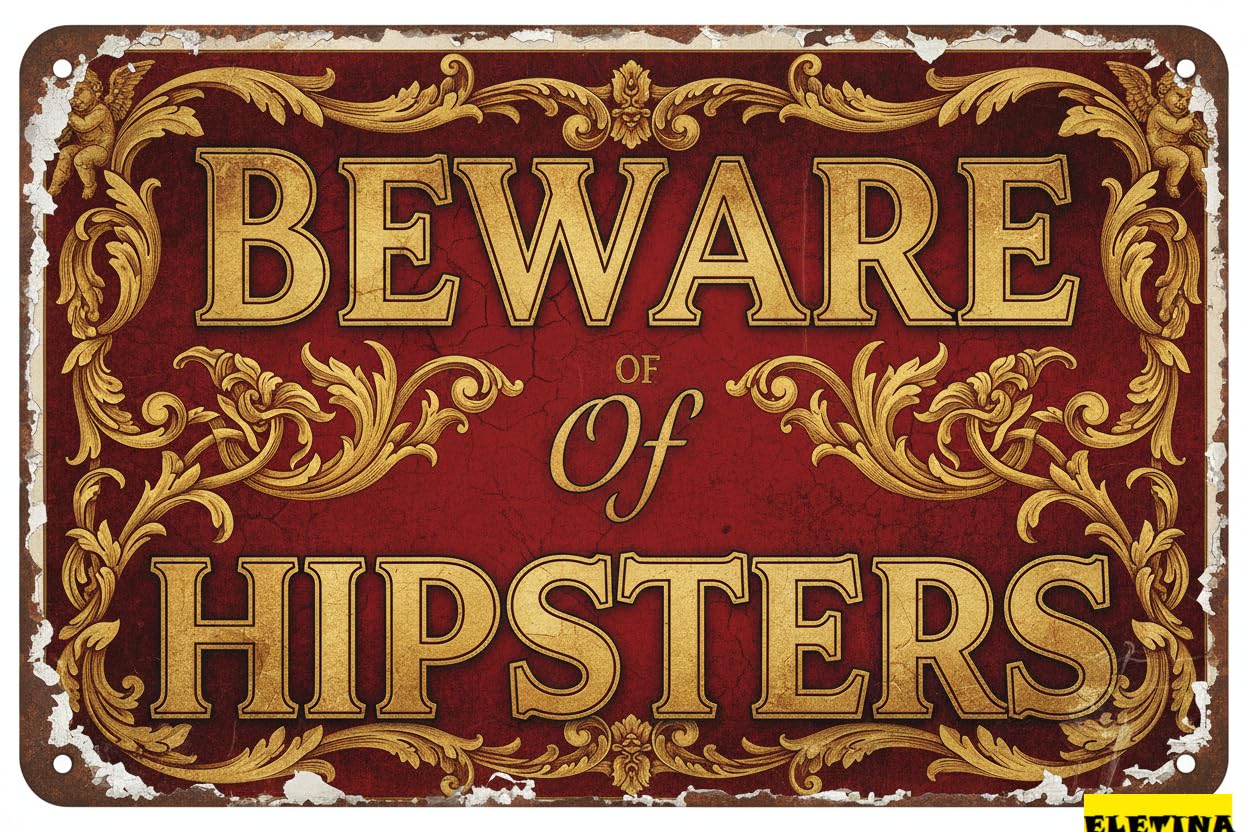 Personalized Sign for Man Cave Metal Tin Metal Poster Plaque Beware Of Hipsters Vintage 8x12in Private Property Decorative
