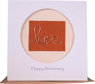 Camellia Bees 7th Wedding Anniversary card, Copper theme wedding anniversary card for husband, wife, couple, seventh year (7th)
