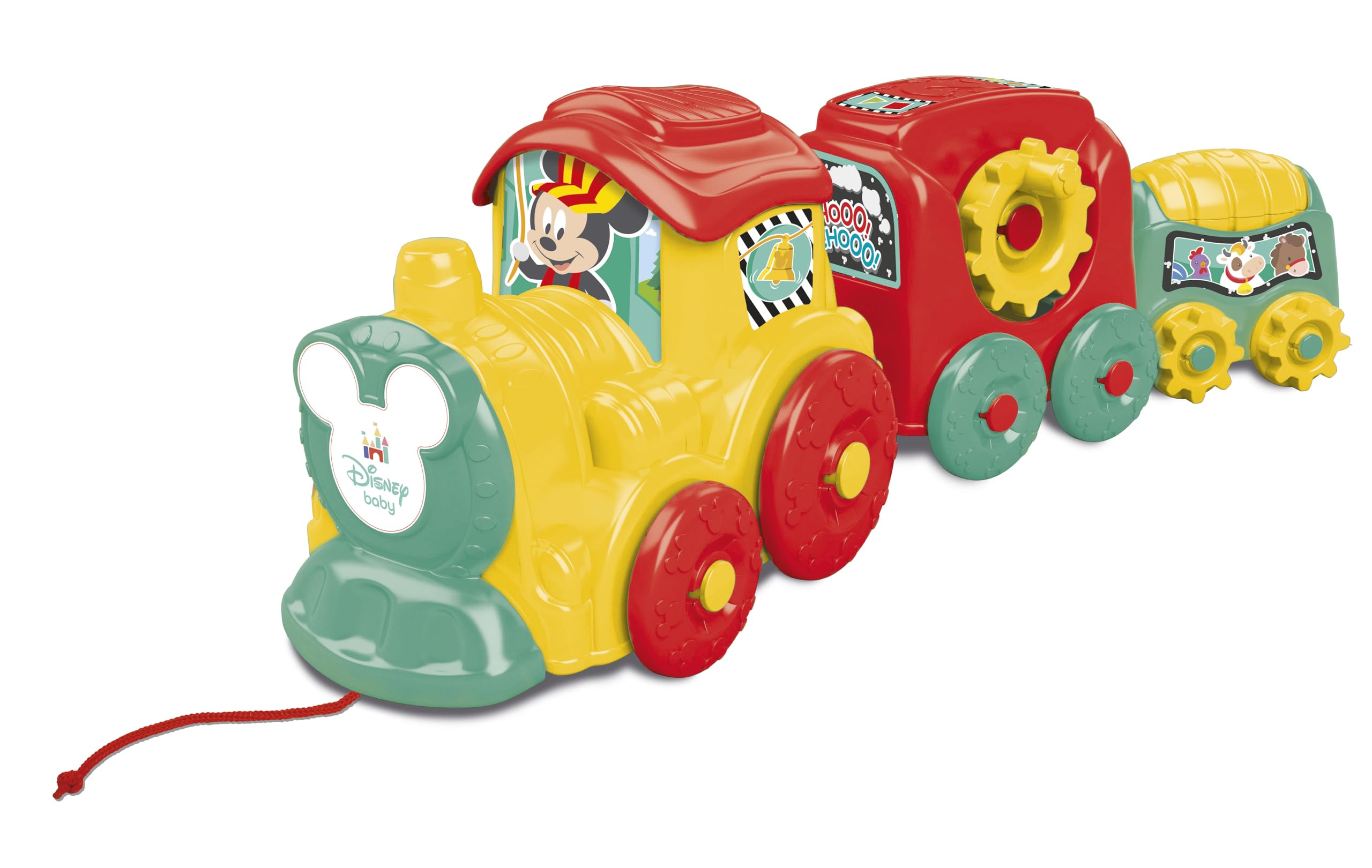 Clementoni Disney Baby Activity Train, Trenino Trainabile con Vagoni Impilabili, per Bambini 10+ Mesi, Gioco Prima Infanzia per Comprendere la Relazione Causa-Effetto, 17168
