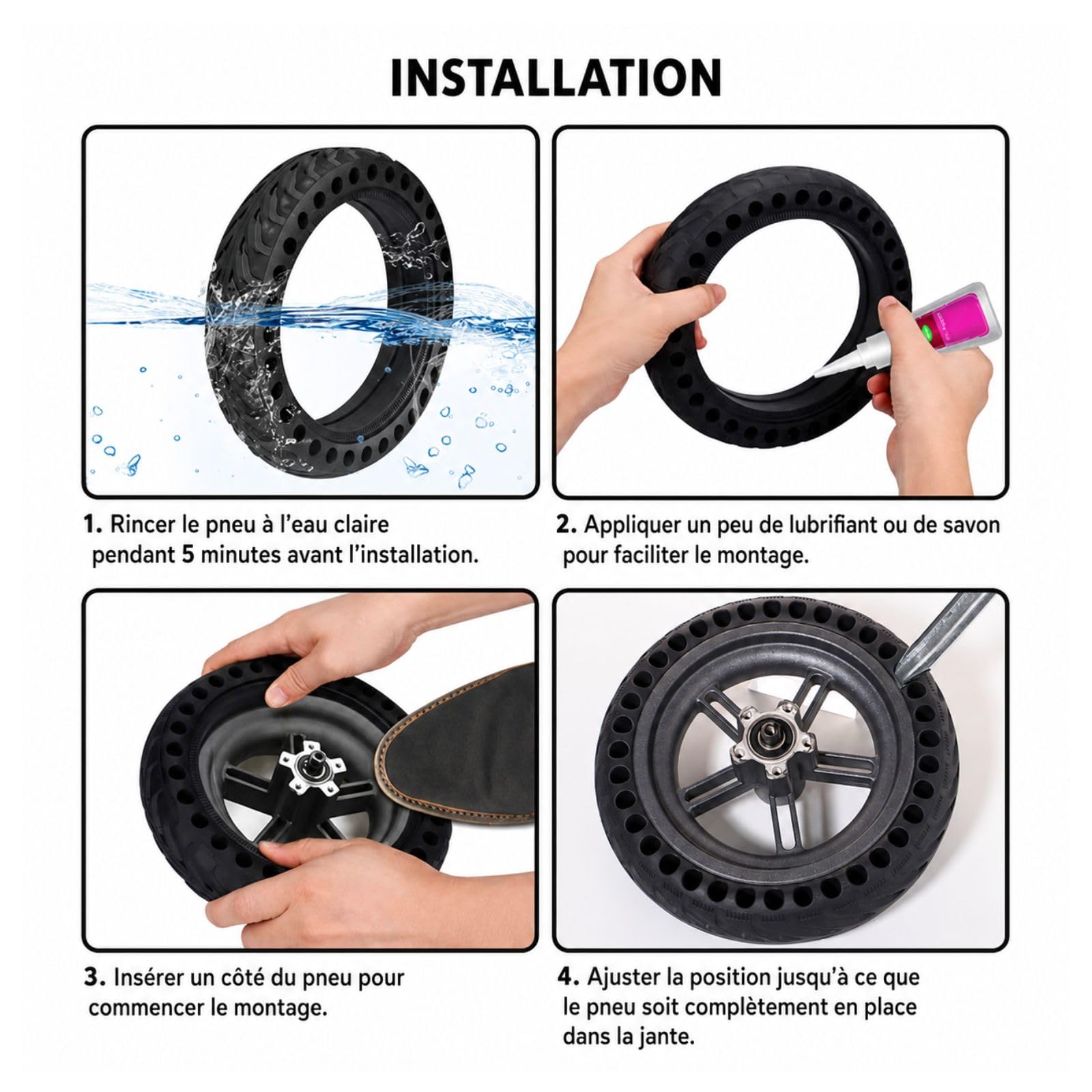 ANSENI Pneu Plein 8,5 Pouces Pneu de Remplacement Antidérapant pour Trottinette Électrique,Compatible avec Xiaomi M365/1S/Essential/Pro/Pro