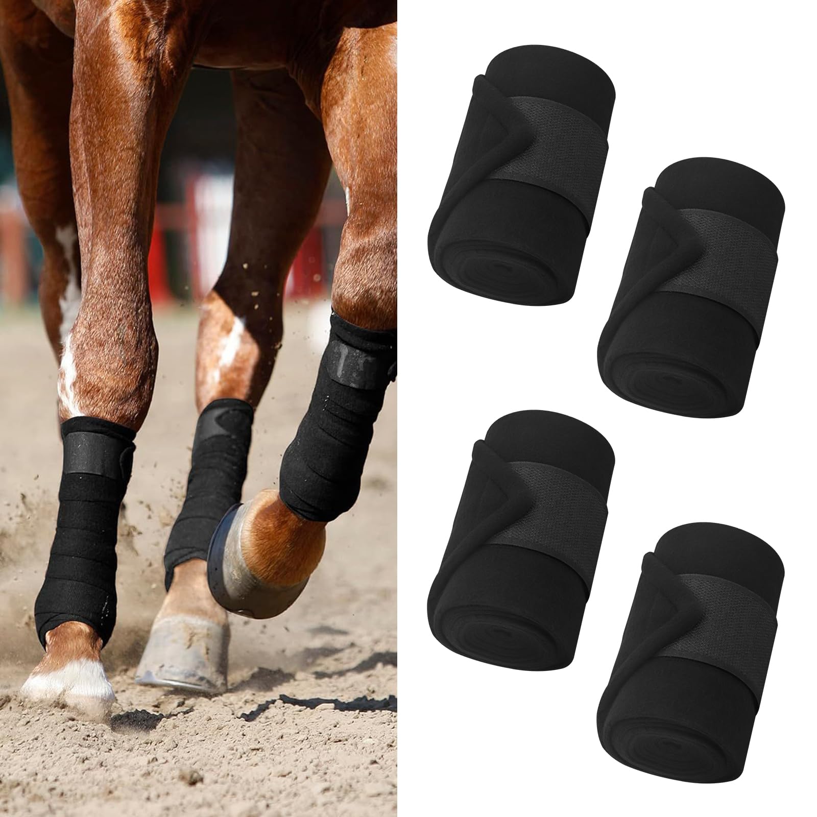 4 polainas de malla para caballo, vendajes para patas de caballo, polainas para caballos