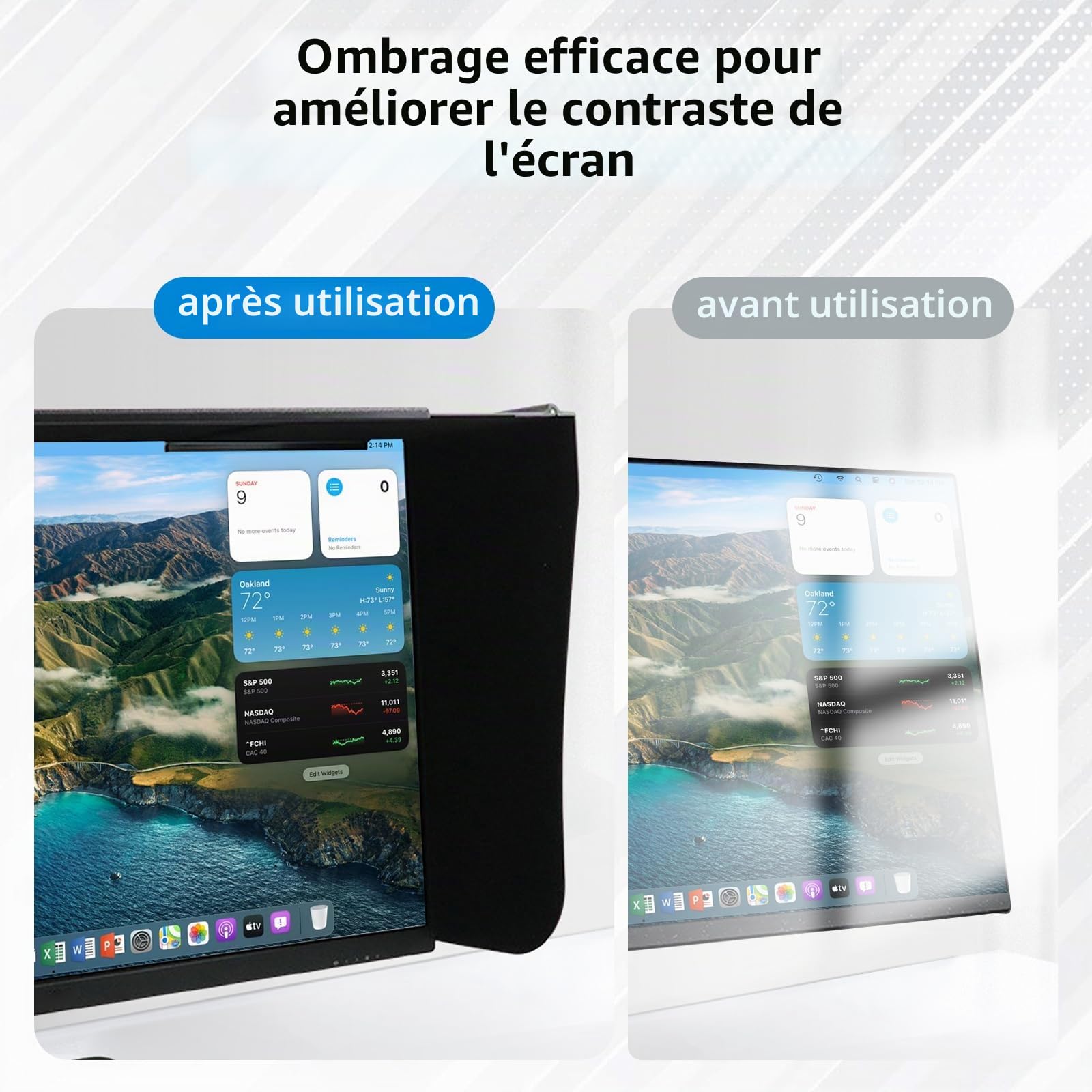 Capot De Moniteur D'Ordinateur De Bureau,Pare-Soleil D'éCran17-27 Pouces(41-71cm RéGlable),Pare Soleil Ordinateur pour Cadre ExtéRieur De Moniteur,Protection Contre La LumièRe Parasite Et Anti-Regard