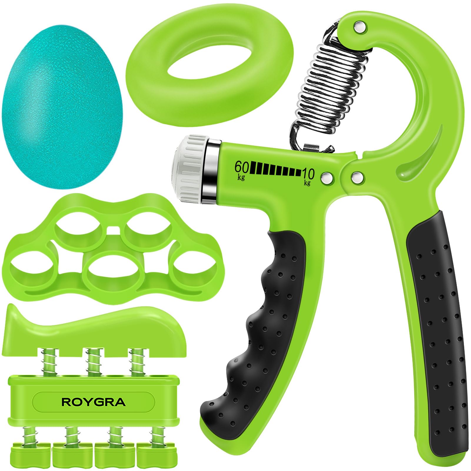 Grip Strength Trainer (5 Pack), Forearm Strengthener, Hand Strengthening Devices, Hand Exercisers for Strength, Finger Strengthener, Wrist Exerciser, Baseball Climbing Calisthenics Basketball